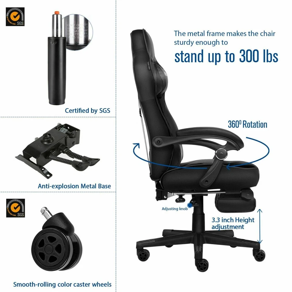 ELECWISH Gaming Chair Ergonomic Computer Office Chair Recliner Swivel Seat